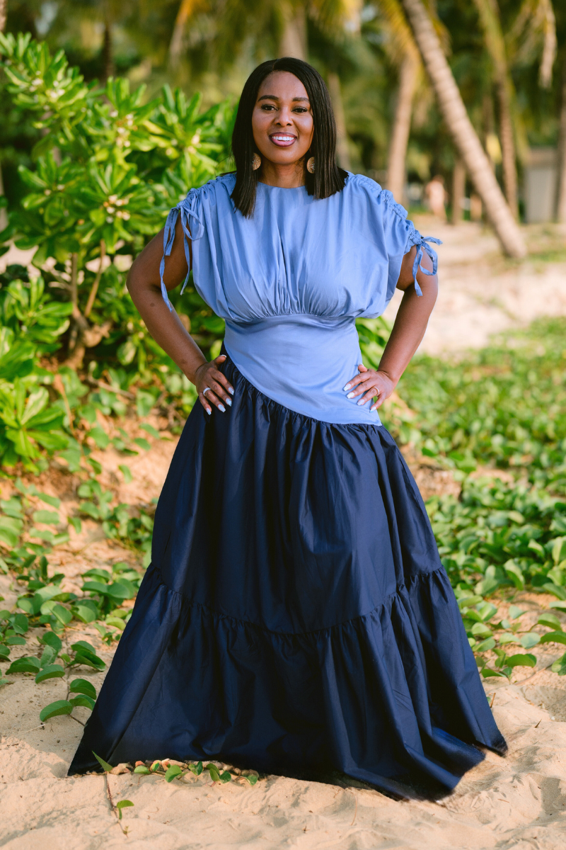 BAY COLOR-BLOCKED MAXI DRESS