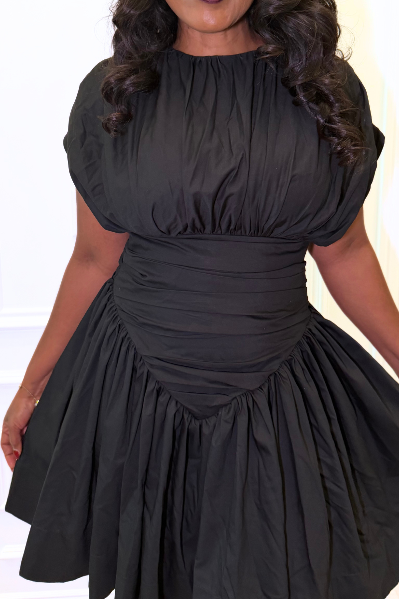 RUCHE CINCHE WAIST DRESS