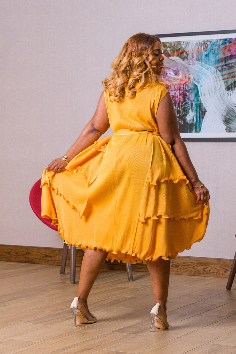 SO YOU RUFFLE DRESS - Mustard