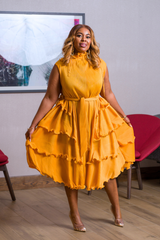 SO YOU RUFFLE DRESS - Mustard