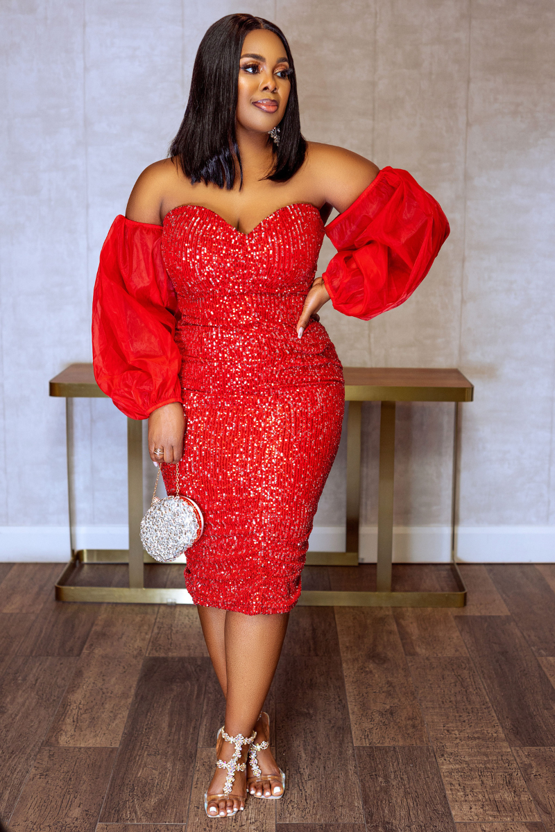 Red Dress – Buy One Shoulder Sequin Girls Dress Online